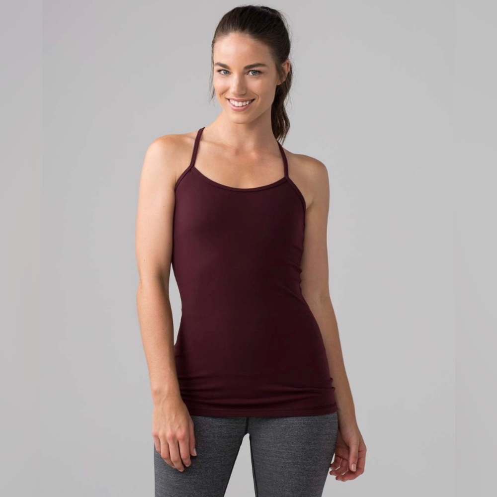 NWT Lululemon Power Y Tank Bordeaux Drama